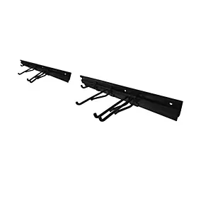 2 rails porte-outils à visser avec 6 crochets noir mat GoodHome Rand
