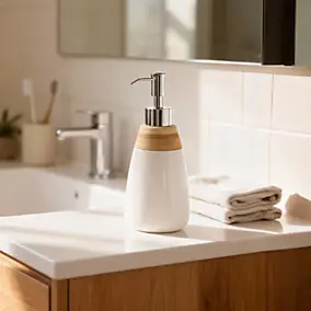 Distributeur de savon Cervia blanc et bambou GoodHome