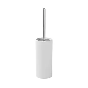 Brosse WC et support GoodHome Koros céramique manche en acier inoxydable coloris blanc
