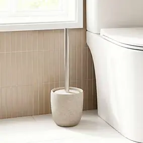 Brosse WC et support GoodHome Balka en polyrésine et acier inoxydable effet sablé