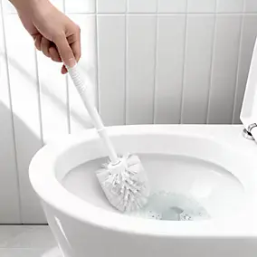 Brosse WC Glomma manche et brosse en polypropylène blanc Ø8 x H.32,5 cm