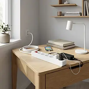 Multiprise avec interrupteur 6 prises blanc 1 m
