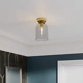 Plafonnier E14 28W GoodHome Thestias effet or H.26 x Ø17 cm