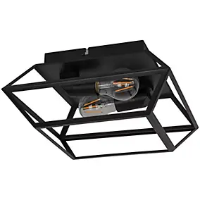 Plafonnier E27 10W GoodHome Nantan noir mat L.30 x l.30 x H.15 x P.30 cm