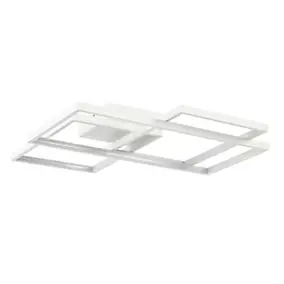 Plafonnier LED intégrée 3000lm 28W blanc chaud GoodHome Gassel blanc mat L.44 x l.48 x H.8.3 cm