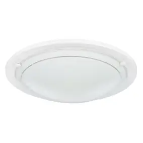Plafonnier E27 42W GoodHome Hubaa blanc mat effet givré H.8 x Ø29 cm