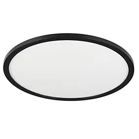 Plafonnier LED intégrée dimmable 3000lm 24W IP44 blanc froid, blanc neutre et blanc chaud GoodHome Flush noir mat h.2.5 x ø42 cm