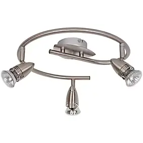 Plafonnier spot 3 lumières GU10 7W GoodHome Aspis nickel satiné H.16 x Ø32 cm