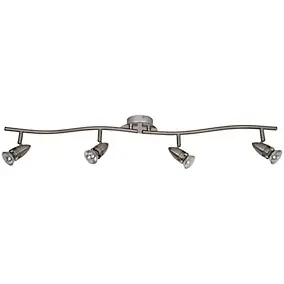 Réglette spot 4 lumières GU10 7W GoodHome Aspis nickel satiné L.86 x L.9 x H.16 cm