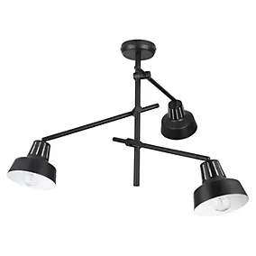 Plafonnier 3 lumières E14 10W GoodHome Yarra noir mat L.60 x L.52 x H.51 cm