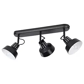 Réglette spot 3 lumières E14 10W GoodHome Yarra noir mat L.63,8 x L.18,5 x H.22.4 cm