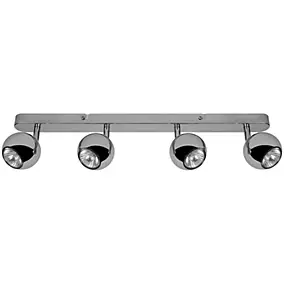 Réglette spot 4 lumières GU10 7W GoodHome Roccheta chrome L.55 x L.4 x H.12 cm