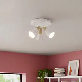 Plafonnier spot 3 lumières E14 5W GoodHome Arraqis blanc mat H.21 x Ø25 cm