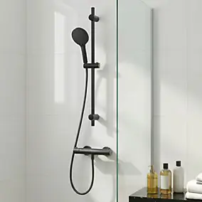 Barre de douche réglable GoodHome Cavally noir