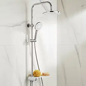 Colonne de douche avec étagère blanche
