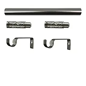 Kit de tringle à rideau extensible embout bouchon Athens GoodHome 120/210 cm, Ø16/19mm gris