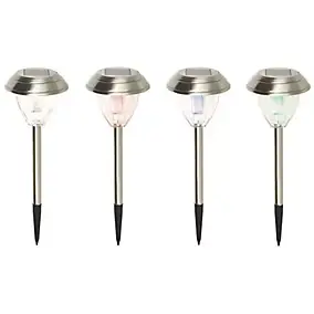 Balise extérieure solaire Kitmat Led intégrée 15 lm 0,02 W IP44 GoodHome chrome vendue par 4 pièces