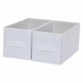 2 boîtes de rangement rectangulaires en textile Mixxit coloris blanc