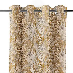 Rideau tamisant à œillets Mokau jaune l.140 x H.260cm GoodHome