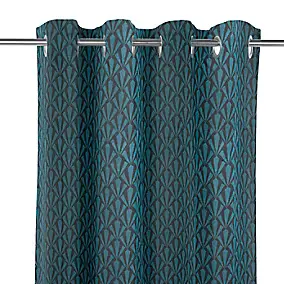 Rideau tamisant à œillets Koki bleu l.140 x H.260cm GoodHome