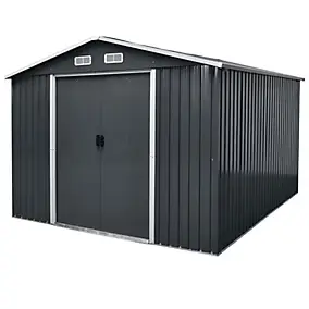 Abri de jardin GoodHome Basic en métal coloris gris ép.0,3 mm surface extérieure 9,05 m²