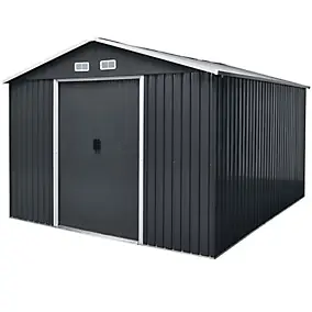 Abri de jardin GoodHome Basic en métal coloris gris ép.0,3 mm surface extérieure 11,82 m²