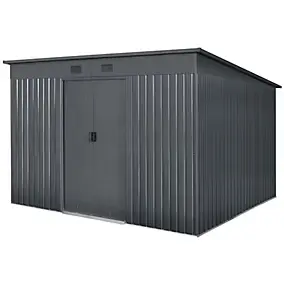 Abri de jardin GoodHome Basic en métal coloris gris ép.0,4 mm surface extérieure 9,03 m²