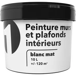Peinture blanche murs et plafonds mat 10 L