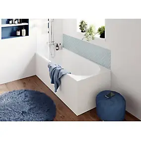 Baignoire droite en acrylique L.160 x l.70 cm blanc, GoodHome Cavally