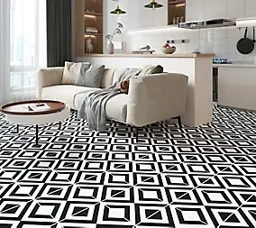 Dalle PVC clipsable Baila décor carreaux de ciment NB L. 61 x l. 30.5 cm GoodHome