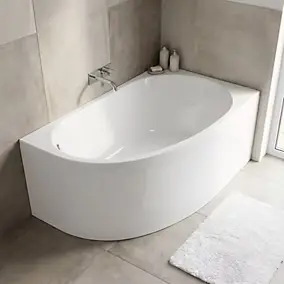 Baignoire pour angle droit Horyn L. 150 cm x l. 90 cm blanc