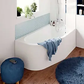 Baignoire asymétrique droite 160x90 cm Cavally blanc