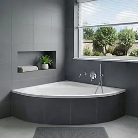 Baignoire d'angle en acrylique 140 x 140 cm blanc, Goodhome Cavally