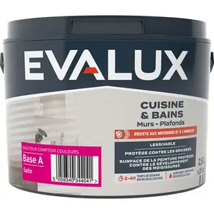 Peinture cuisine et bains Base A satin 2,5 L