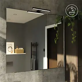 Réglette LED 3 en 1 mur miroir meuble noir L.30 cm IP44 900lm GoodHome Craven