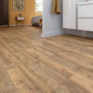Sol stratifié à clipser aspect mat chêne "Davoli" compatible pièces humides - L. 128,5 x l. 28 cm x Ép. 8 mm