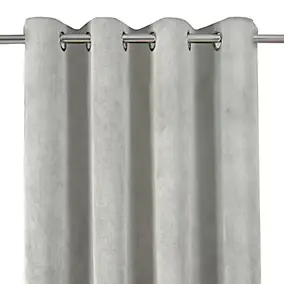 Rideau effet velours GoodHome Carrington l.135 x H.260 cm gris