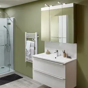 Rangement mural miroir Idalie L. 100 x H. 90 x P. 15 cm