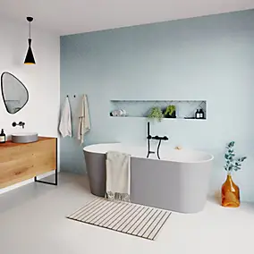 Baignoire semi-îlot Nakina L. 160 cm x l. 75 cm gris