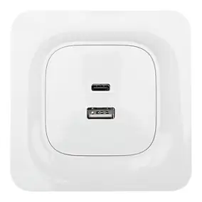 Double prise USB-A+C Jacobsen Kennet blanc complet