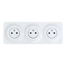 Triple prise avec terre prêt câblée Jacobsen Espen blanc composable