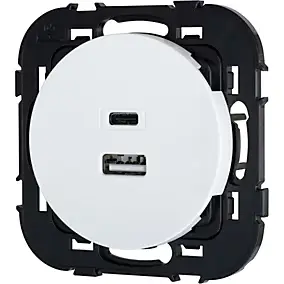Double prise USB-A+C Jacobsen Espen blanc à composer