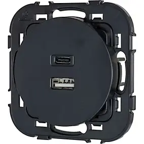Double prise USB-A+C Jacobsen Espen noir à composer