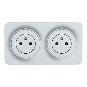 Double prise avec terre prêt câblée Jacobsen Espen aluminium composable