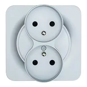 Double prise avec terre Jacobsen Espen aluminium composable