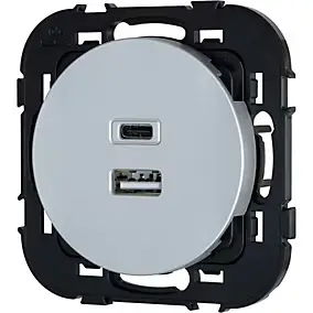 Double prise USB-A+C Jacobsen Espen aluminium à composer