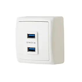 Double prise USB-A monobloc en saillie Jacobsen Sigurd blanc complet