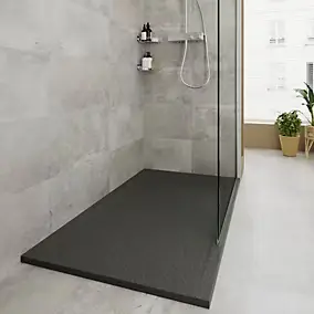 Receveur de douche 80 x 120 cm, résine, noir, GoodHome Luiro
