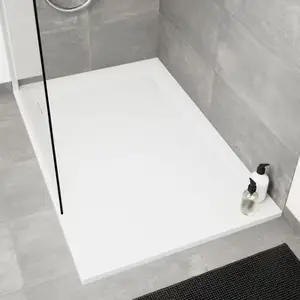 Receveur de douche extra-plat résine rectangulaire 80x120cm effet pierre "DRIAN"
