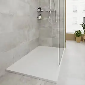 Receveur de douche 80 x 120 cm, résine, blanc, GoodHome Luiro